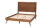 Mid-century modern wooden bed frame with headboard, offered by FredCo International furniture