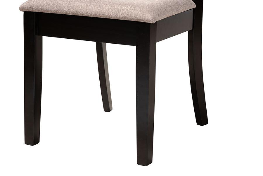 Baxton Studio Noemi Modern Beige Fabric and Dark Brown Finished Wood 5-Piece Dining Set FredCo