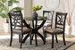 Baxton Studio Noemi Modern Beige Fabric and Dark Brown Finished Wood 5-Piece Dining Set FredCo