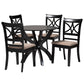 Baxton Studio Noemi Modern Beige Fabric and Dark Brown Finished Wood 5-Piece Dining Set FredCo