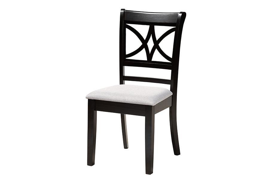 Baxton Studio Noemi Modern Grey Fabric and Dark Brown Finished Wood 5-Piece Dining Set FredCo