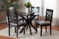 Baxton Studio Norah Modern Grey Fabric and Dark Brown Finished Wood 5-Piece Dining Set FredCo