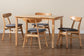 Baxton Studio Norwin Mid-Century Grey Fabric and Natural Brown Finished Wood 5-Piece Dining Set FredCo