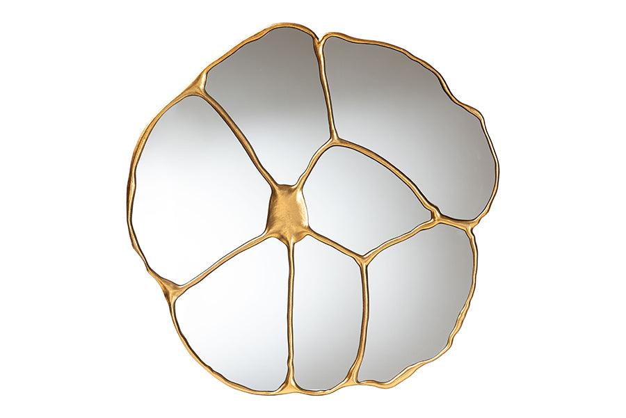 Baxton Studio Novia Antique Goldleaf Flower Accent Wall Mirror FredCo