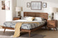 Baxton Studio Nura Mid-Century Modern Walnut Brown Finished Wood and Rattan Full Size 3-Piece Bedroom Set FredCo