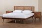 Baxton Studio Nura Mid-Century Modern Walnut Brown Finished Wood and Rattan Full Size 3-Piece Bedroom Set FredCo