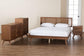 Baxton Studio Nura Mid-Century Modern Walnut Brown Finished Wood and Rattan King Size 4-Piece Bedroom Set FredCo