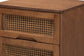 Baxton Studio Nura Mid-Century Modern Walnut Brown Finished Wood and Rattan Queen Size 3-Piece Bedroom Set FredCo
