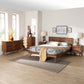 Baxton Studio Nura Mid-Century Modern Walnut Brown Finished Wood and Rattan Queen Size 5-Piece Bedroom Set FredCo