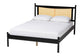 Baxton Studio Okena Mid-Century Modern Black Wood Queen Size Platform Bed with Woven Rattan FredCo