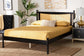 Baxton Studio Okena Mid-Century Modern Black Wood Queen Size Platform Bed with Woven Rattan FredCo