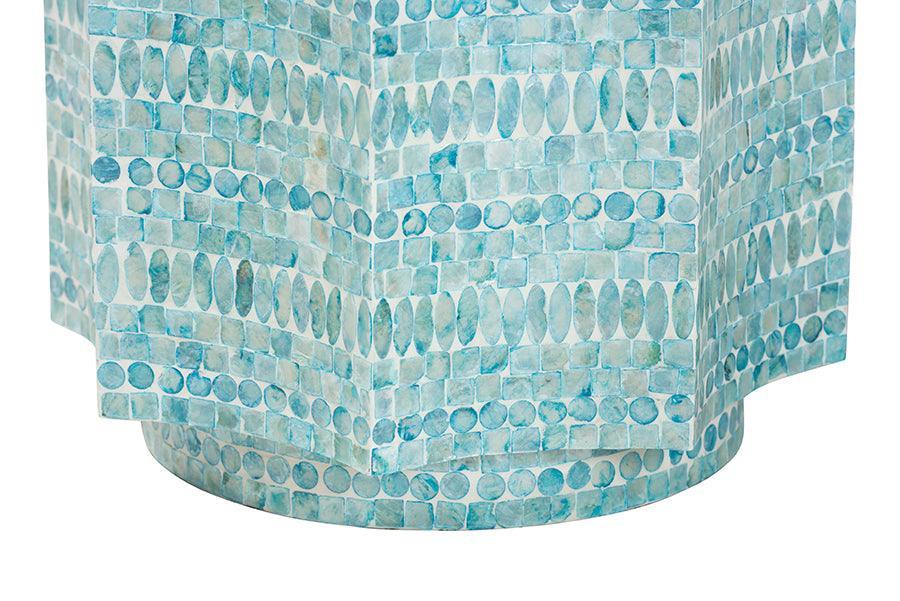 Baxton Studio Olesia Modern Bohemian Blue Mother of Pearl End Table FredCo
