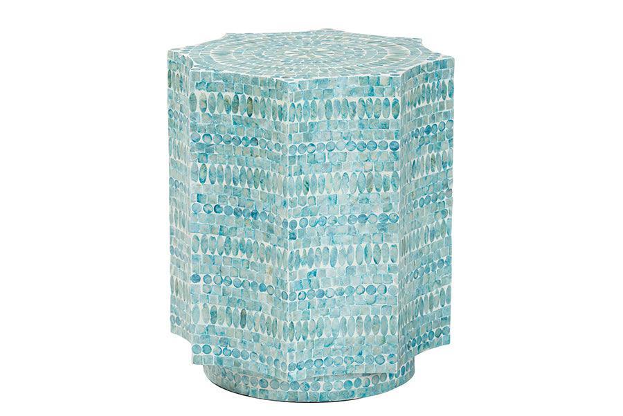 Baxton Studio Olesia Modern Bohemian Blue Mother of Pearl End Table FredCo