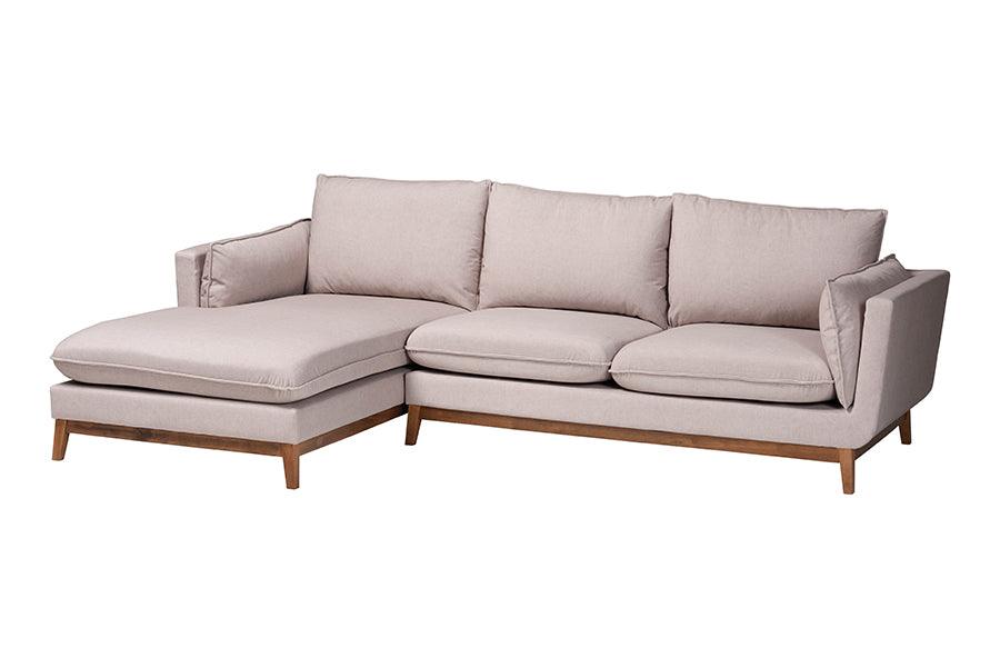 Baxton Studio Olson Modern Beige Fabric Left Facing Sectional Sofa FredCo