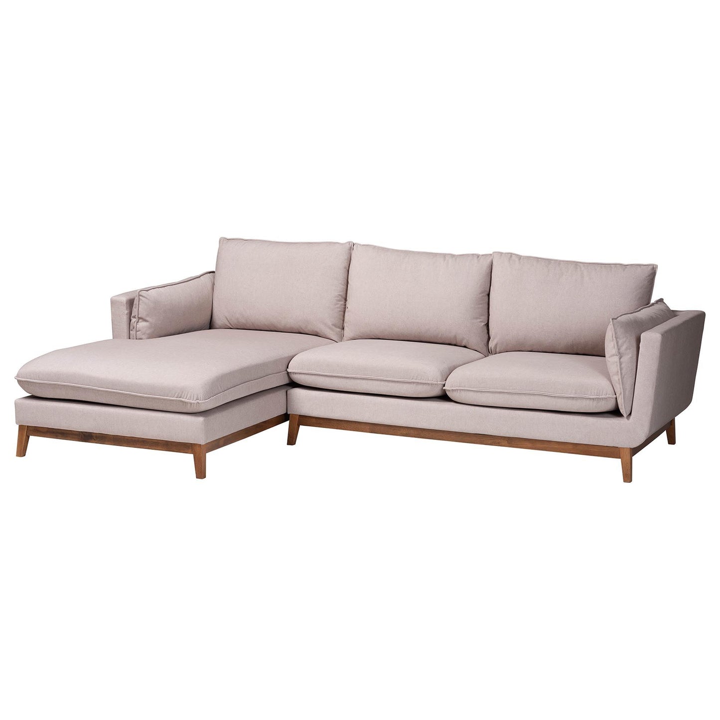 Baxton Studio Olson Modern Beige Fabric Left Facing Sectional Sofa FredCo
