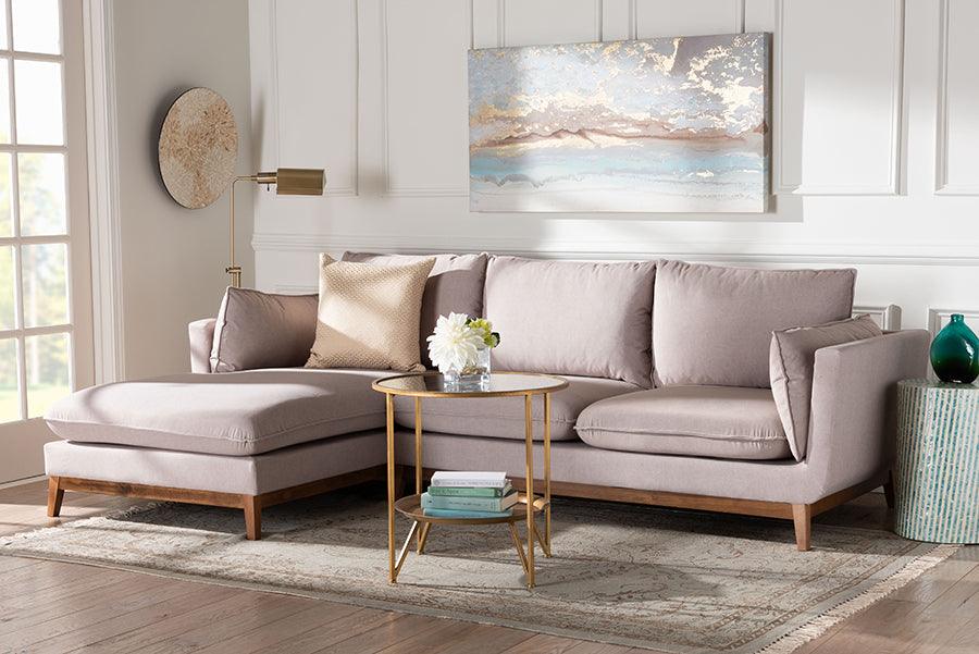 Baxton Studio Olson Modern Beige Fabric Left Facing Sectional Sofa FredCo