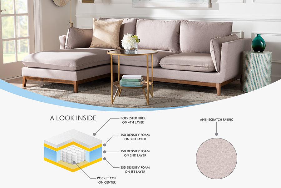 Baxton Studio Olson Modern Beige Fabric Left Facing Sectional Sofa FredCo