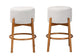 Baxton Studio Olwen Modern Japandi Light Grey Boucle Fabric and Walnut Brown Finished Wood 2-Piece Bar Stool Set FredCo