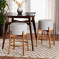 Baxton Studio Olwen Modern Japandi Light Grey Boucle Fabric and Walnut Brown Finished Wood 2-Piece Bar Stool Set FredCo