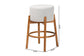 Baxton Studio Olwen Modern Japandi Light Grey Boucle Fabric and Walnut Brown Finished Wood 2-Piece Bar Stool Set FredCo