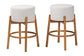 Baxton Studio Olwen Modern Japandi Light Grey Boucle Fabric and Walnut Brown Finished Wood 2-Piece Bar Stool Set FredCo