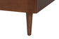 Mid-century modern wooden bed frame corner with tapered leg, FredCo International furniture