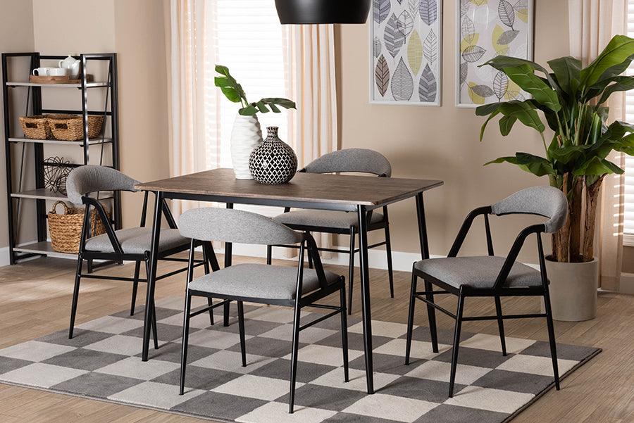 Baxton Studio Orrin Modern Industrial Grey Fabric and Metal Dining Set FredCo