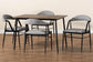 Baxton Studio Orrin Modern Industrial Grey Fabric and Metal Dining Set FredCo
