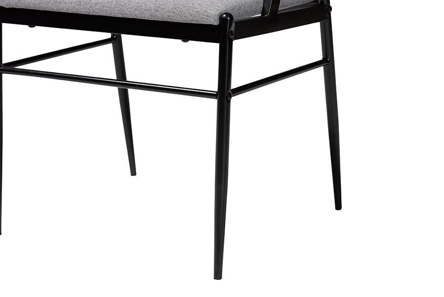 Baxton Studio Orrin Modern Industrial Grey Fabric and Metal Dining Set FredCo
