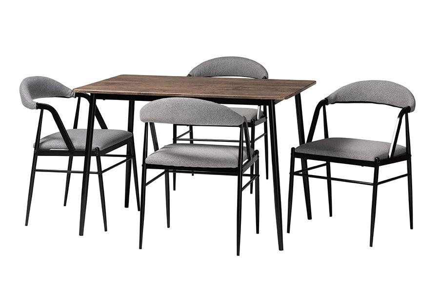Baxton Studio Orrin Modern Industrial Grey Fabric and Metal Dining Set FredCo