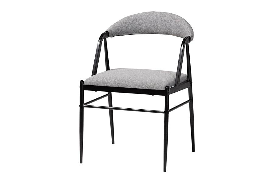Baxton Studio Orrin Modern Industrial Grey Fabric and Metal Dining Set FredCo