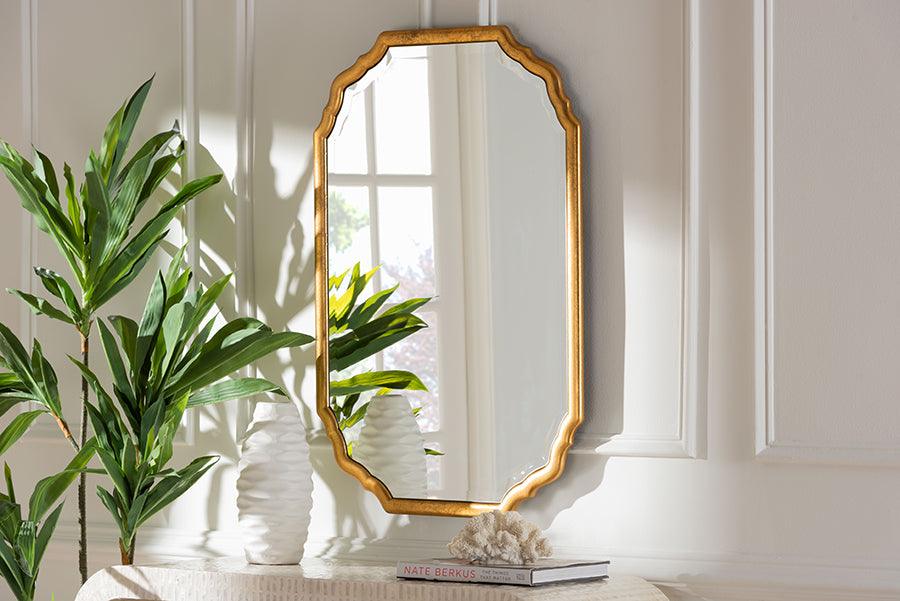 Baxton Studio Pacino Antique Goldleaf Accent Wall Mirror FredCo