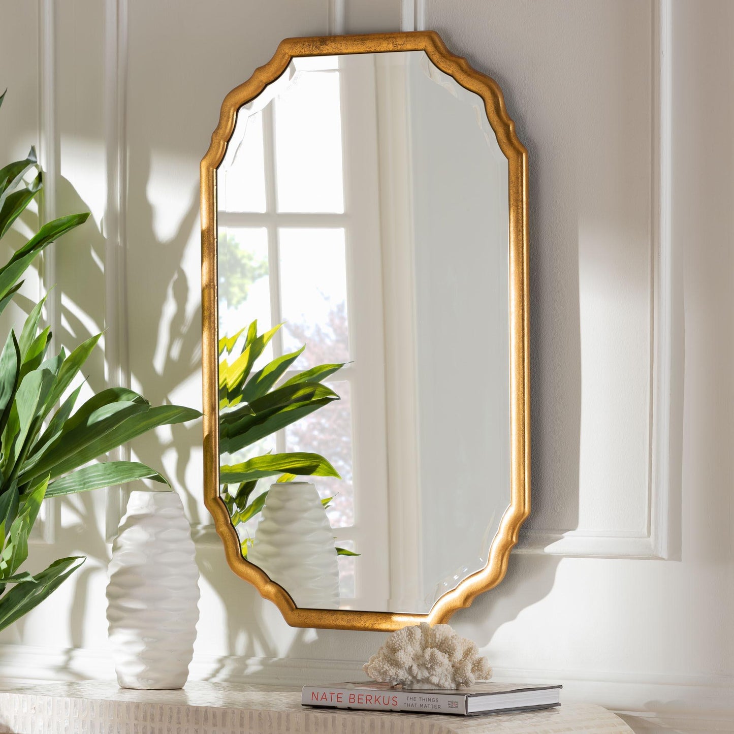 Baxton Studio Pacino Antique Goldleaf Accent Wall Mirror FredCo