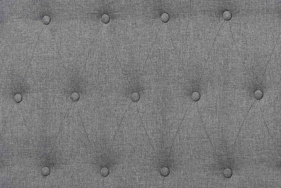 Baxton Studio Padilla Classic and Traditional Grey Fabric and Walnut Brown Finished Wood Platform Bed FredCo
