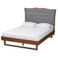 Baxton Studio Padilla Classic and Traditional Grey Fabric and Walnut Brown Finished Wood Platform Bed FredCo