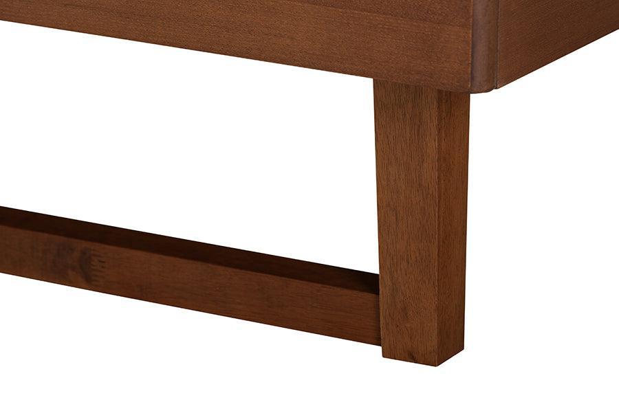 Baxton Studio Padilla Classic and Traditional Grey Fabric and Walnut Brown Finished Wood Platform Bed FredCo