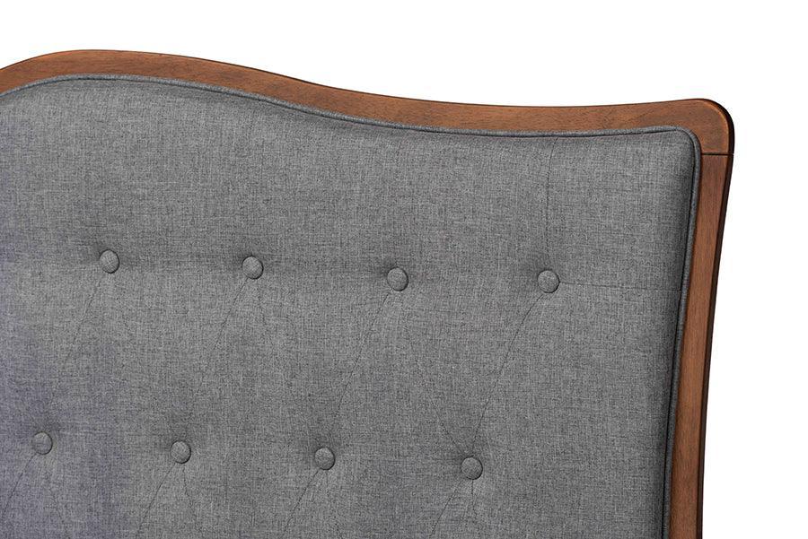 Baxton Studio Padilla Classic and Traditional Grey Fabric and Walnut Brown Finished Wood Platform Bed FredCo