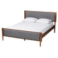 Baxton Studio Powers Mid-Century Modern Grey Fabric and Ash Walnut Finished Wood Platform Bed FredCo