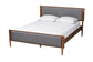 Baxton Studio Powers Mid-Century Modern Grey Fabric and Ash Walnut Finished Wood Platform Bed FredCo