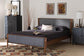 Baxton Studio Powers Mid-Century Modern Grey Fabric and Ash Walnut Finished Wood Platform Bed FredCo
