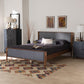 Baxton Studio Powers Mid-Century Modern Grey Fabric and Ash Walnut Finished Wood Platform Bed FredCo