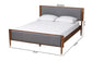 Baxton Studio Powers Mid-Century Modern Grey Fabric and Ash Walnut Finished Wood Platform Bed FredCo