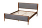 Baxton Studio Powers Mid-Century Modern Grey Fabric and Ash Walnut Finished Wood Platform Bed FredCo