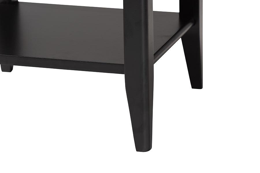 Baxton Studio Primrose Mid-Century Black Fluted Wood 1-Drawer Nightstand FredCo