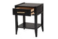 Baxton Studio Primrose Mid-Century Black Fluted Wood 1-Drawer Nightstand FredCo