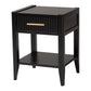 Baxton Studio Primrose Mid-Century Black Fluted Wood 1-Drawer Nightstand FredCo