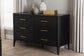 Baxton Studio Primrose Mid-Century Black Fluted Wood 6-Drawer Dresser FredCo