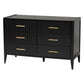 Baxton Studio Primrose Mid-Century Black Fluted Wood 6-Drawer Dresser FredCo