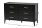 Baxton Studio Primrose Mid-Century Black Fluted Wood 6-Drawer Dresser FredCo