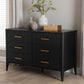 Baxton Studio Primrose Mid-Century Black Fluted Wood 6-Drawer Dresser FredCo